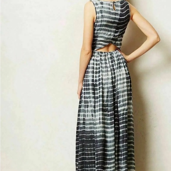 Anthropologie NEUW Shibori Maxi Dress Tie Dye Back Cutout Womens Gray Boho Dress - Picture 4 of 4